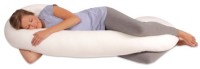 A lady sleeping with a maternity body pillow