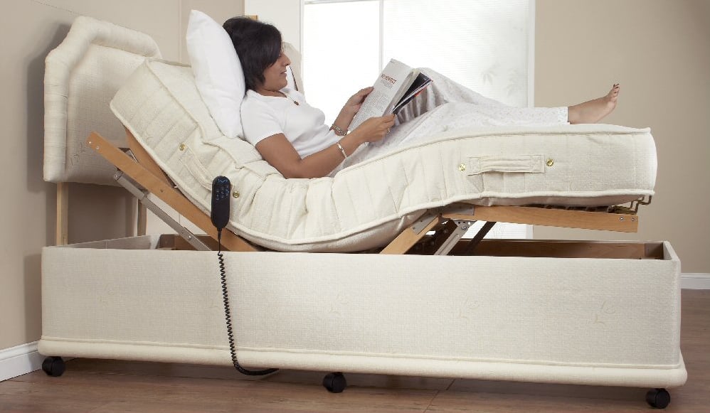 lady on an adjustable bed