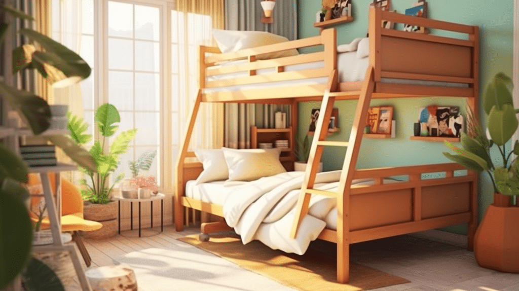 A room with a bunkbed