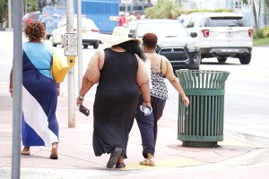 Three Overweight Women Walking