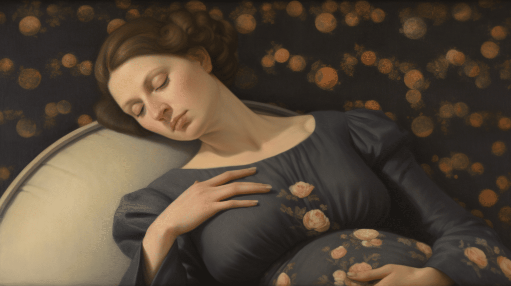 A pregnant woman sleeping