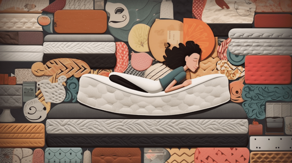 A lady laying on different mattresses