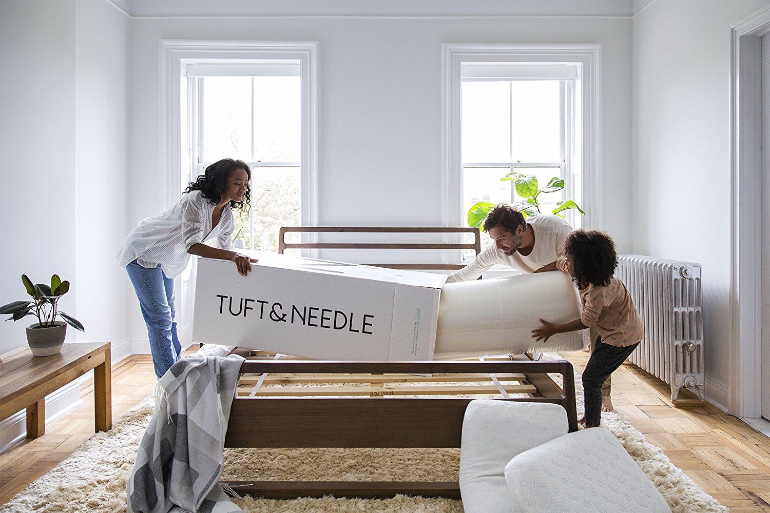 Tuft and Needle on a slatted bed frame