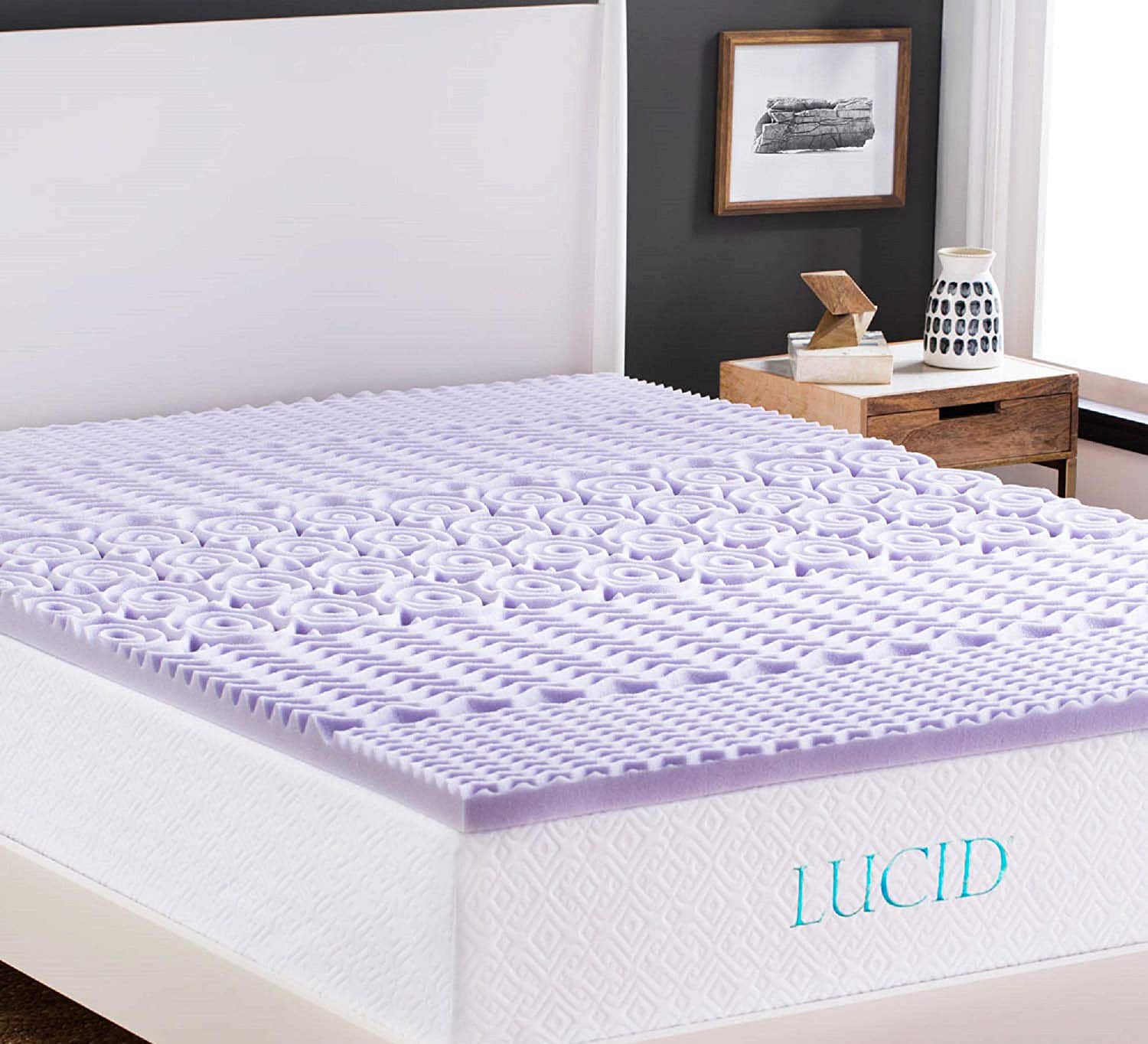 LUCID 2-inch 5-Zone Lavender Memory Foam Mattress Topper
