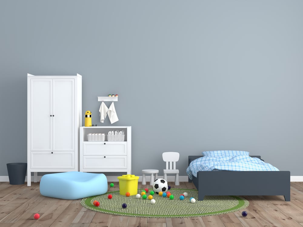 A low toddler bed without rails