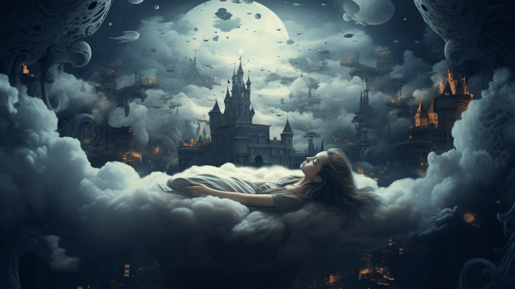 A woman having a nightmare whilst lucid dreaming
