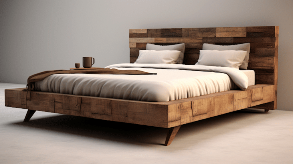 A wooden bed frame